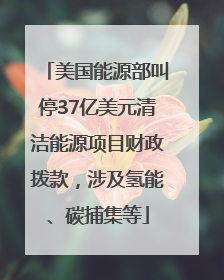 美国能源部叫停37亿美元清洁能源项目财政拨款，涉及氢能、碳捕集等